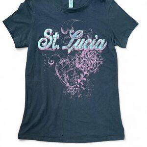 y2k pink and black St Lucia baby T